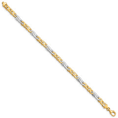 14K Two-tone 8 inch 6mm Hand Polished Fancy Link with Fancy Lobster Clasp Bracelet