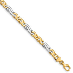 14K Two-tone 9 inch 6mm Hand Polished Fancy Link with Fancy Lobster Clasp Bracelet