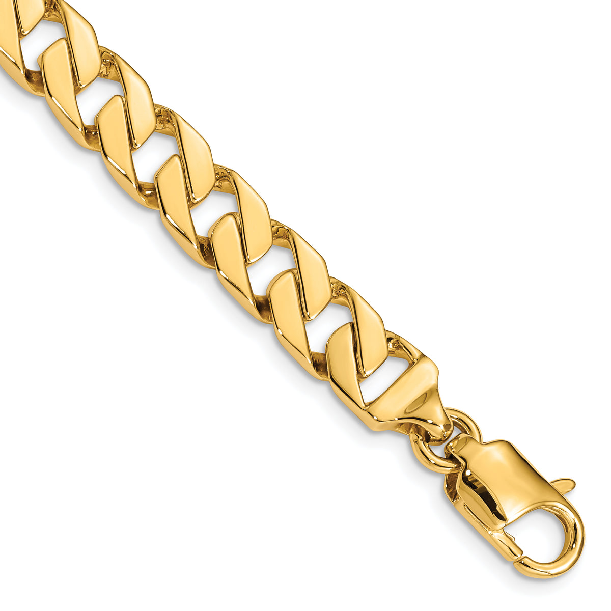 14K 24 inch 8.5mm Hand Polished Fancy Link with Lobster Clasp Chain