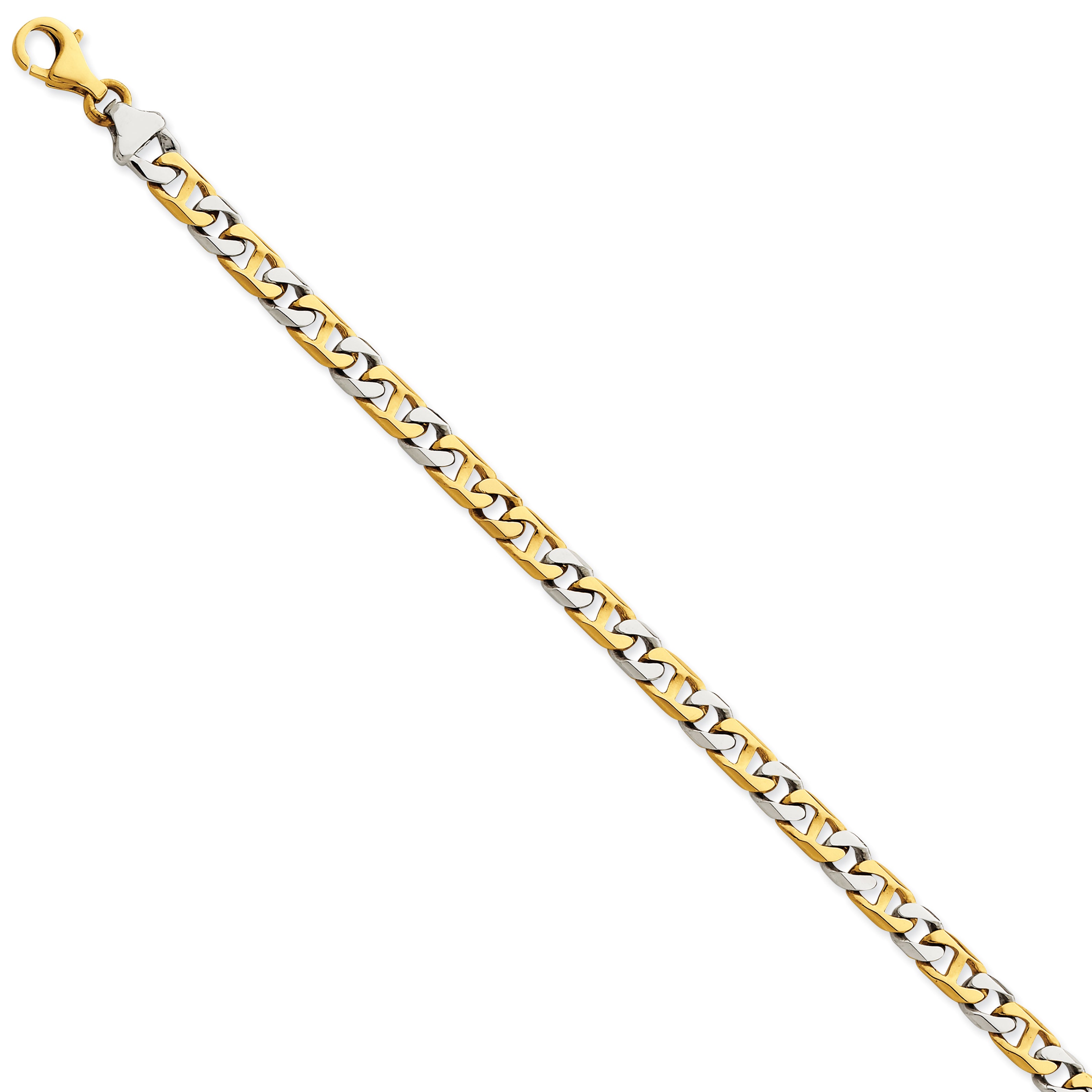 14K Two-tone 5.6mm Hand-Polished Fancy Link Bracelet