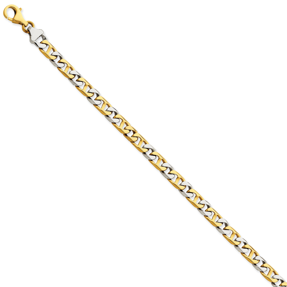 14K Two-tone 5.6mm Hand-Polished Fancy Link Bracelet