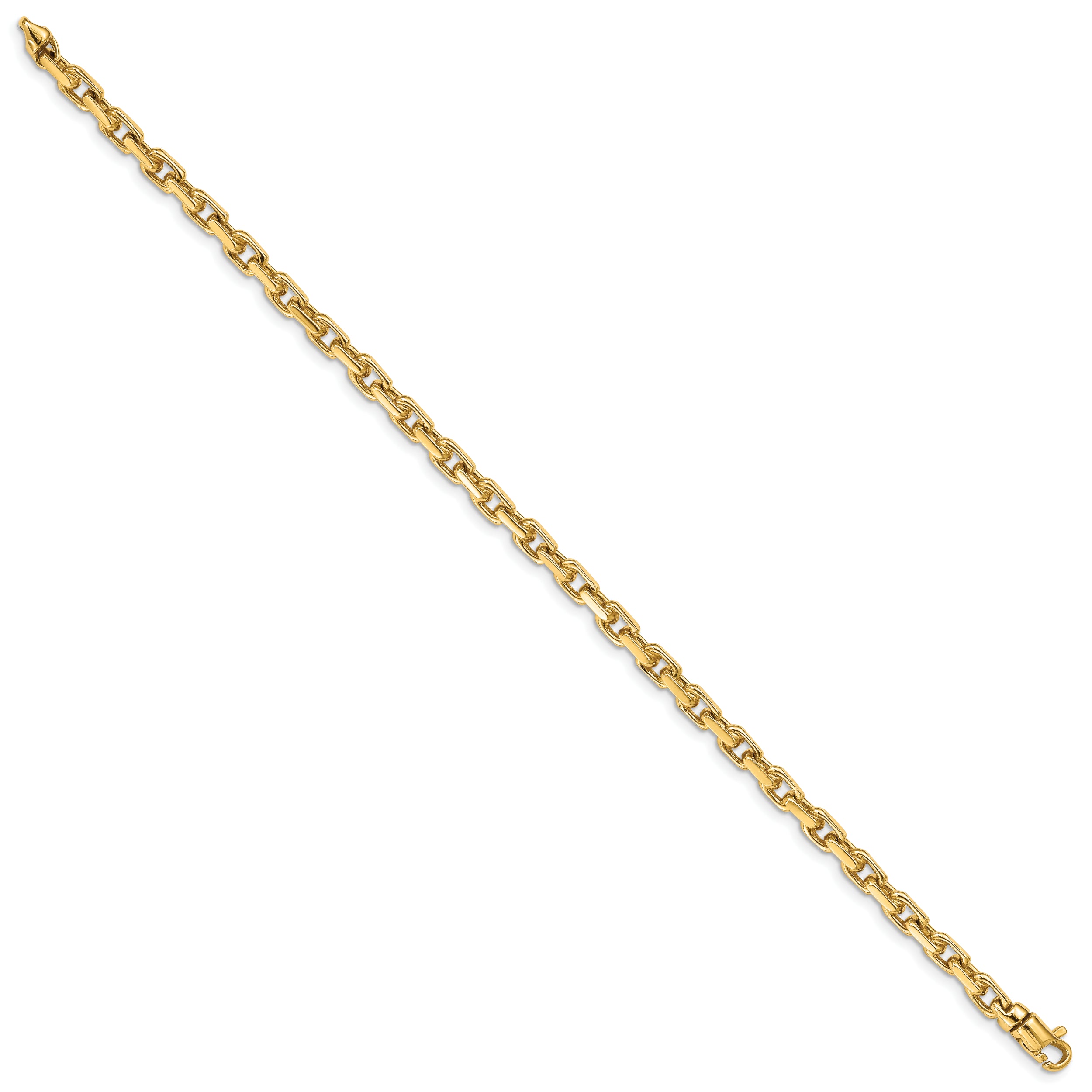 14K 7 inch 4.2mm Hand Polished Fancy Link with Lobster Clasp Bracelet