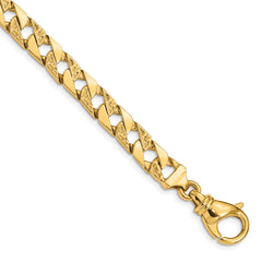 14K 7 inch 7.5mm Hand Polished Fancy Link with Fancy Lobster Clasp Bracelet