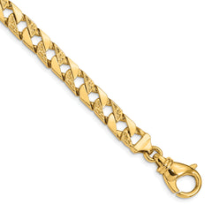 14K 8 inch 7.5mm Hand Polished Fancy Link with Fancy Lobster Clasp Bracelet