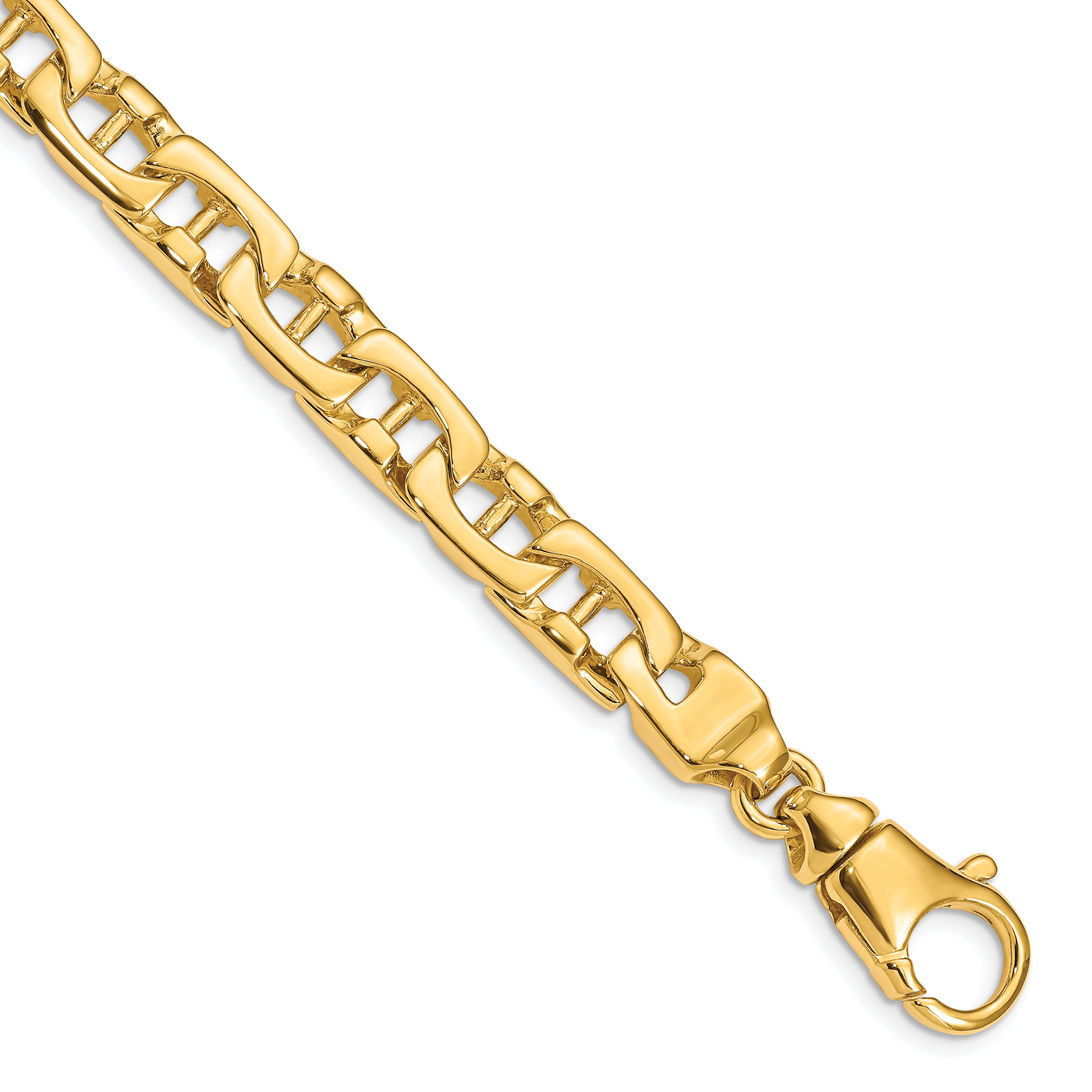 14K 24 inch 8.5mm Hand Polished Fancy Link with Fancy Lobster Clasp Chain