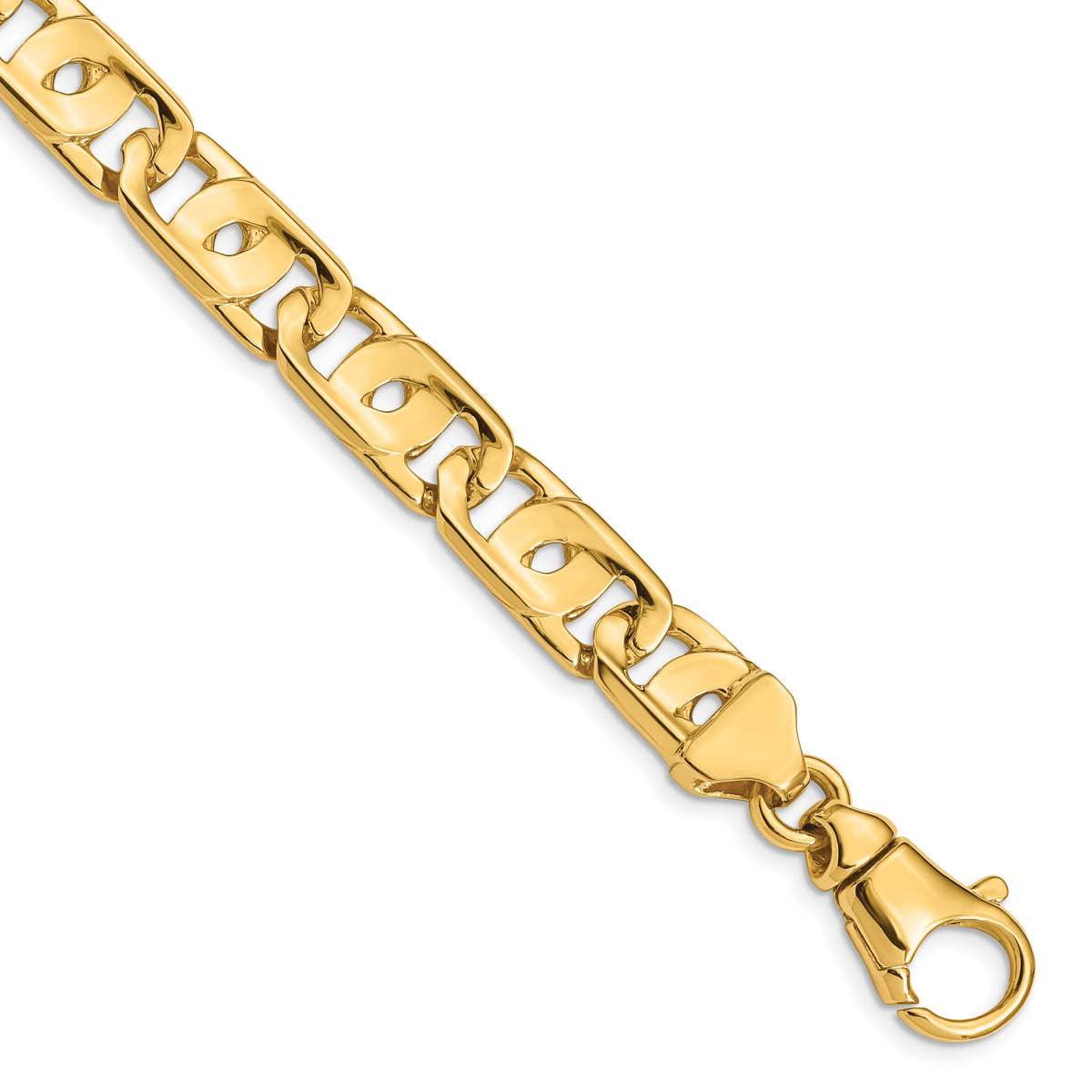 14K 24 inch 10mm Hand Polished Fancy Link with Fancy Lobster Clasp Chain