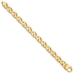 14K 8.25 inch 10.2mm Hand Polished Fancy Link with Fancy Lobster Clasp Bracelet