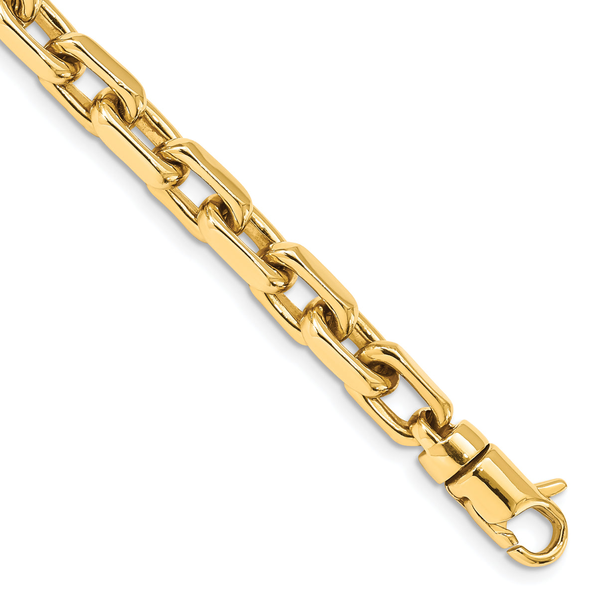 14K 24 inch 7mm Hand Polished Fancy Link with Lobster Clasp Chain