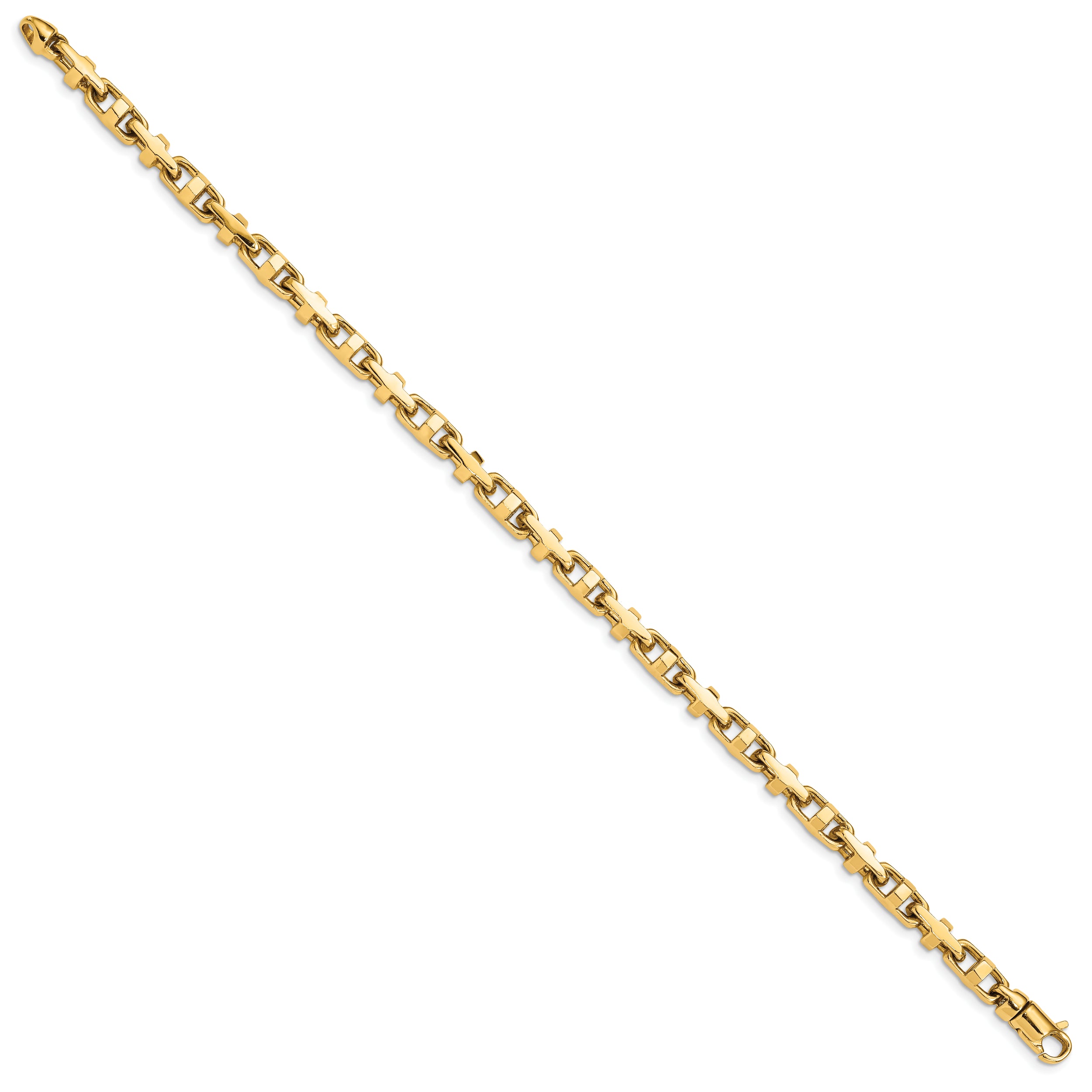 14K 8.75 inch 5mm Hand Polished Fancy Link with Lobster Clasp Bracelet