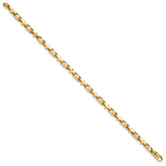 14K 8.75 inch 5mm Hand Polished Fancy Link with Lobster Clasp Bracelet