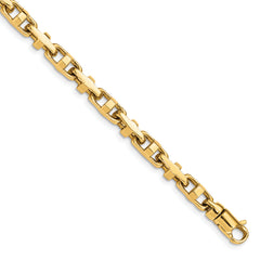 14K 24 inch 5mm Hand Polished Fancy Link with Lobster Clasp Chain