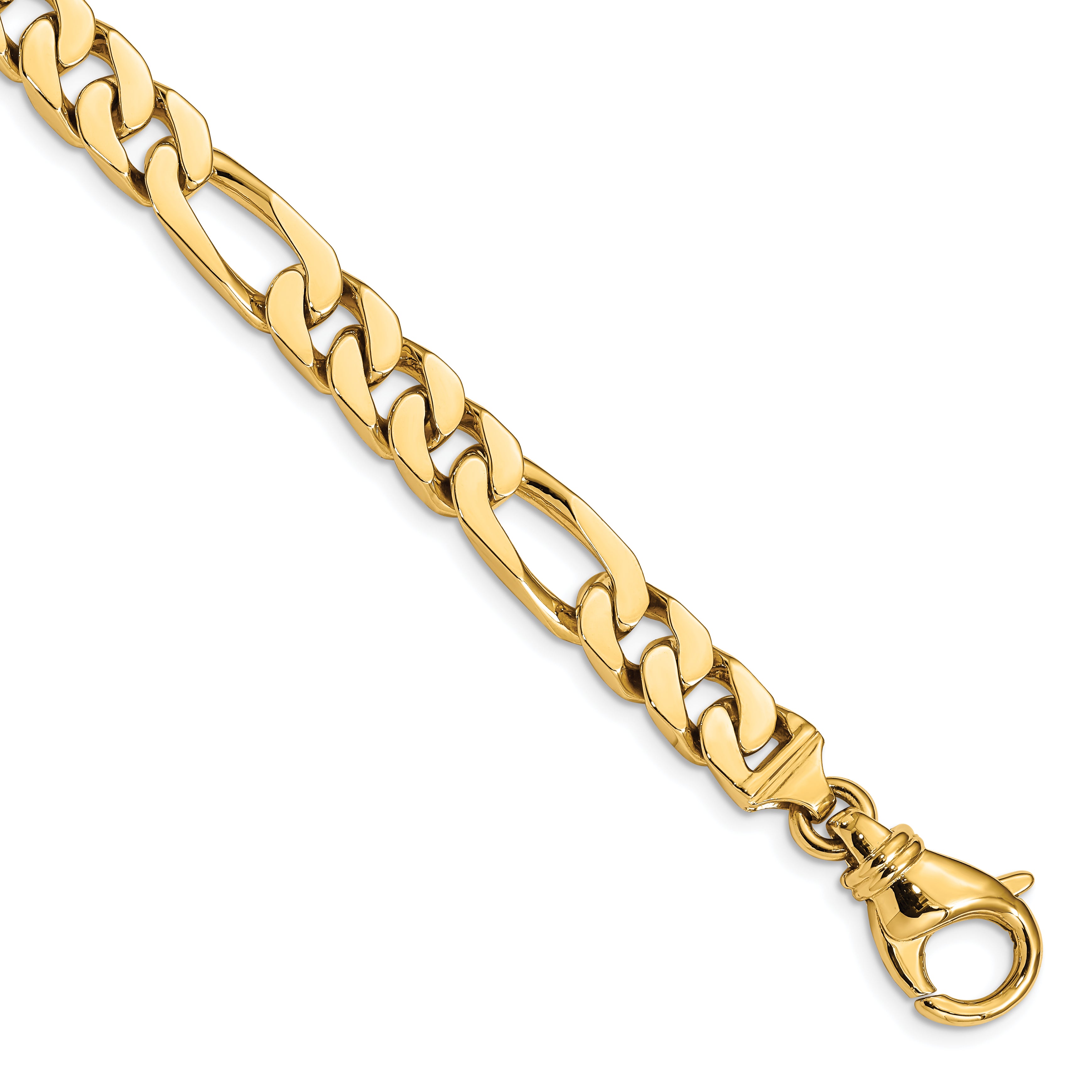 14K 8 inch 7.7mm Hand Polished Fancy Link with Fancy Lobster Clasp Bracelet