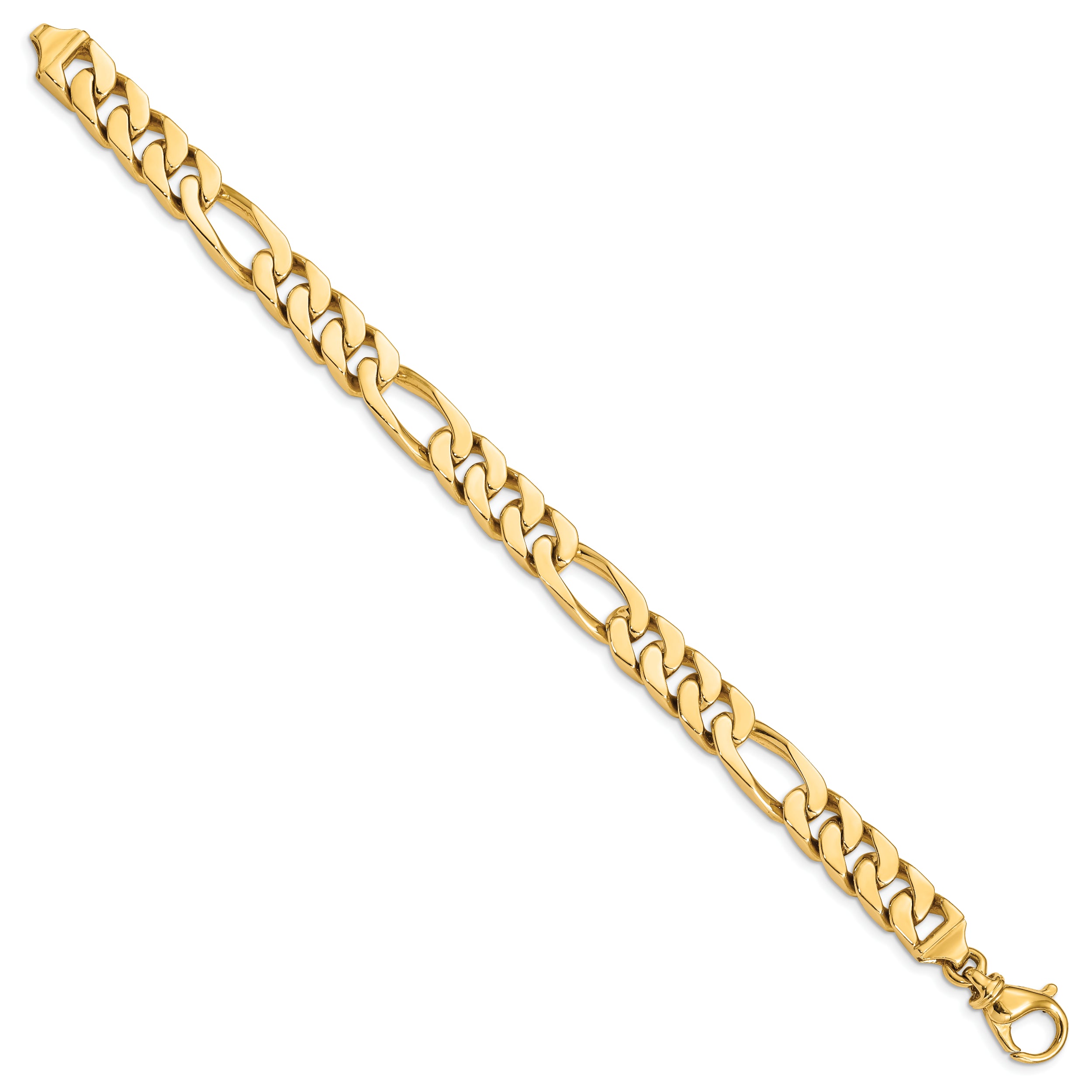 14K 8 inch 9.2mm Hand Polished Fancy Link with Fancy Lobster Clasp Bracelet