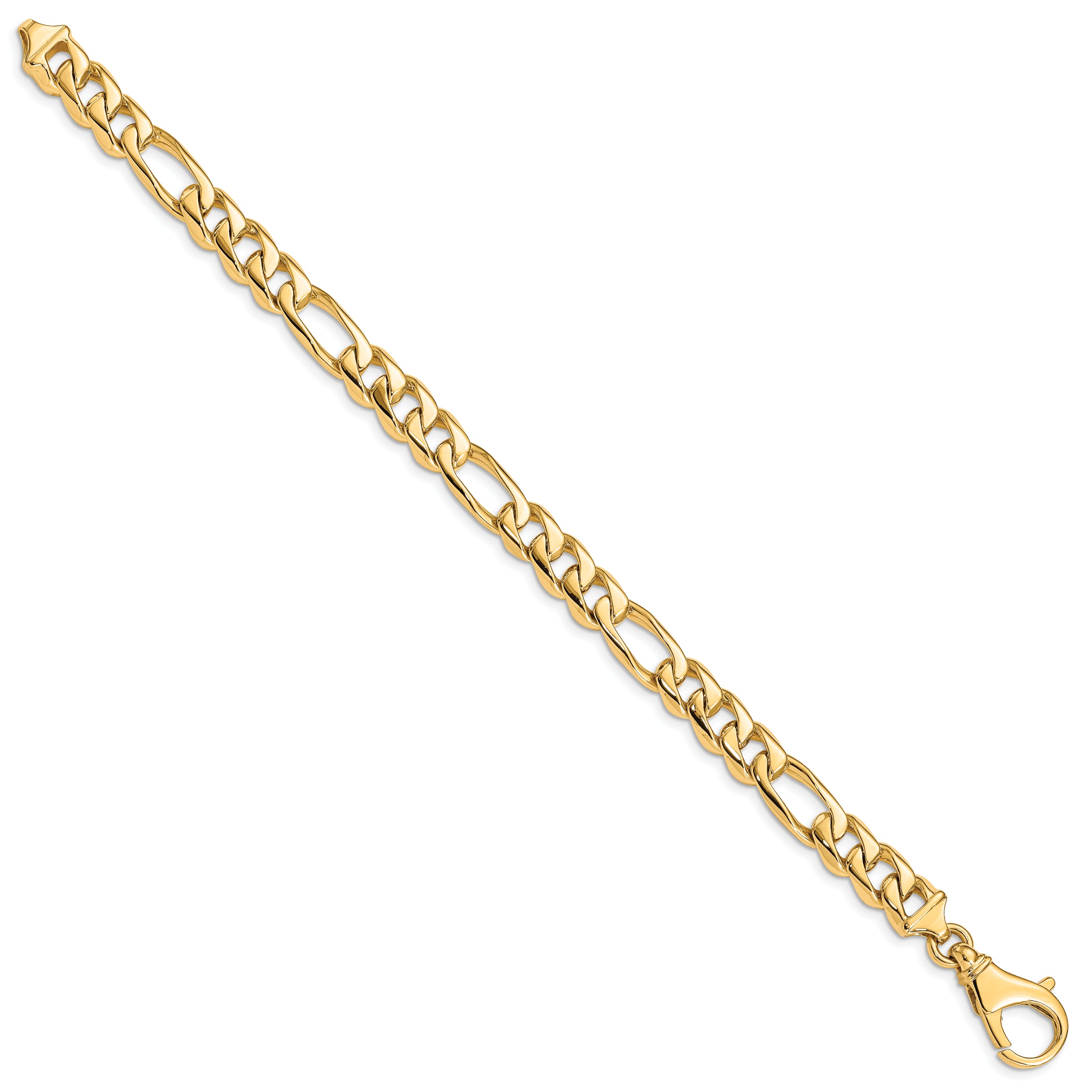 14K 8 inch 8.5mm Hand Polished Fancy Link with Fancy Lobster Clasp Bracelet