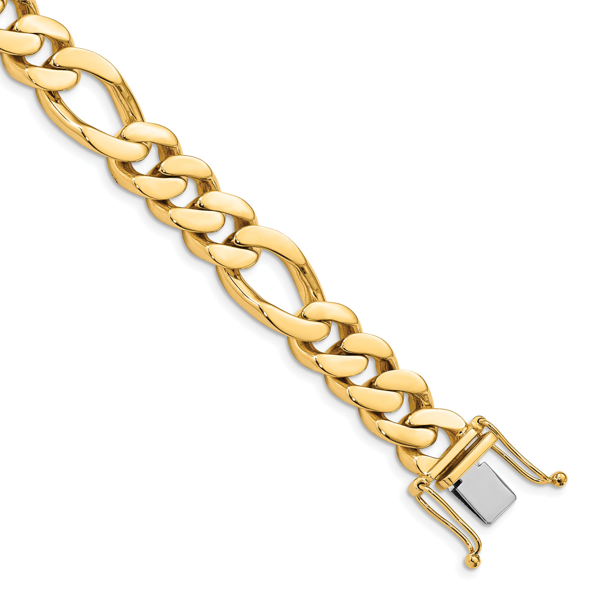 14K 24 inch 11.8mm  Hand Polished Figaro Link with Box Catch Chain