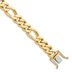 14K 24 inch 11.8mm  Hand Polished Figaro Link with Box Catch Chain