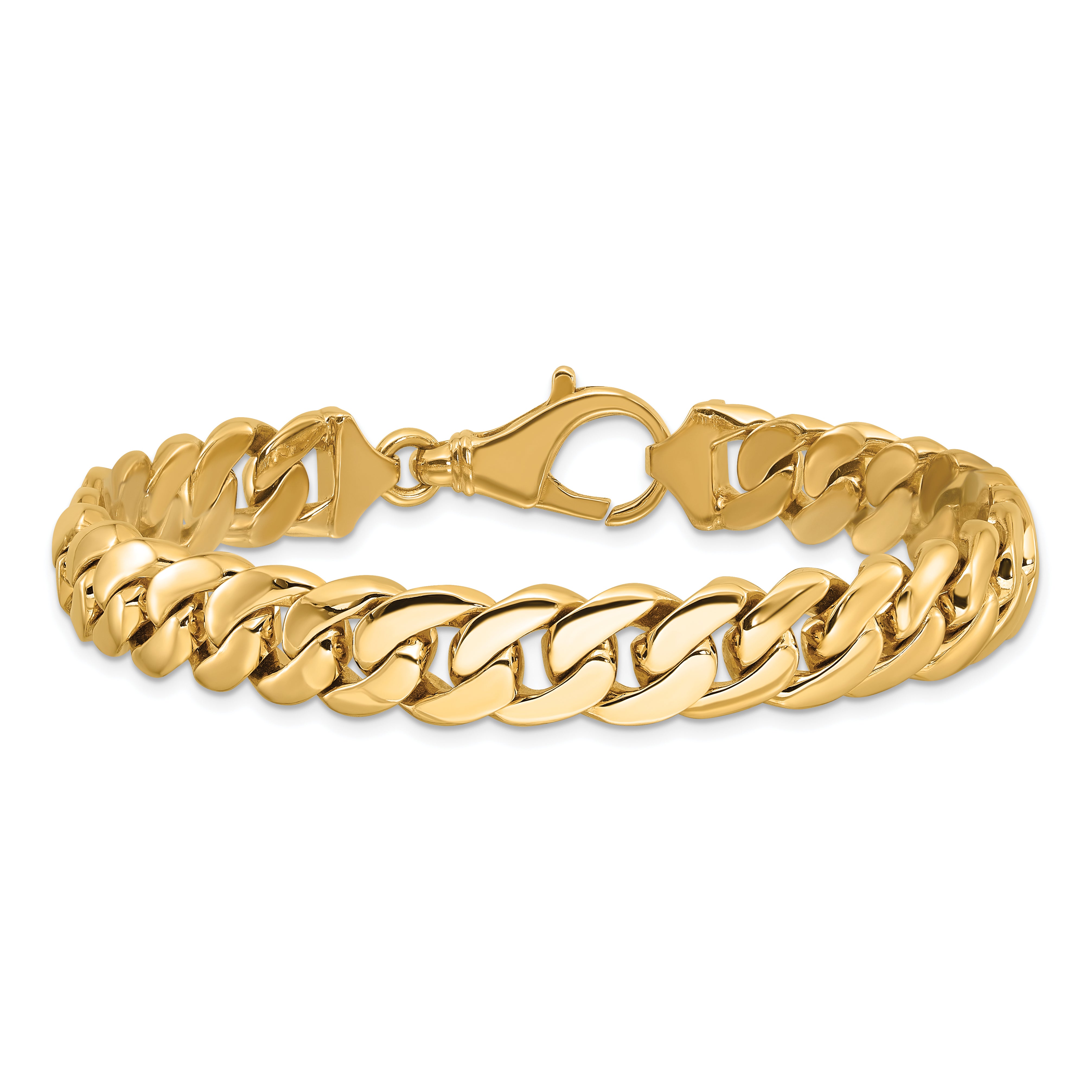 14K Two-tone 8.5 inch 10.75mm Hand Polished Fancy Link with Fancy Lobster Clasp Bracelet