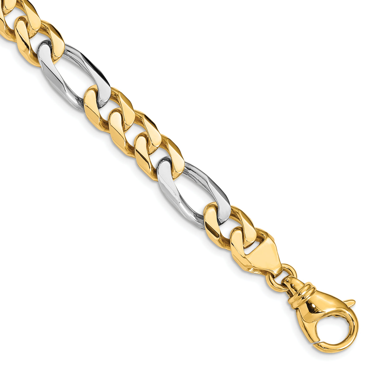 14K Two-tone 24 inch 8.5mm Hand Polished Fancy Link with Fancy Lobster Clasp Chain