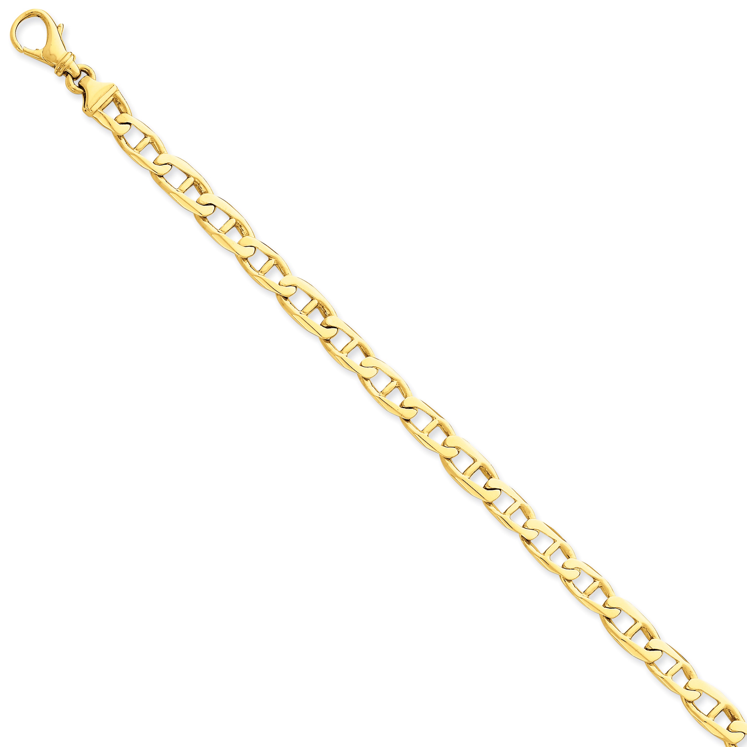 14K 6.5mm Hand-polished Fancy Link Bracelet