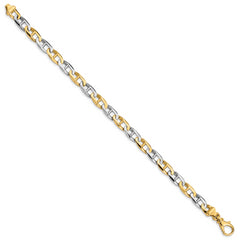 14K Two-tone 8.25 inch 6.6mm Hand Polished Fancy Flat Anchor Link with Fancy Lobster Clasp Bracelet