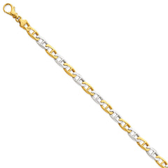 14K Two-tone 6.6mm Hand-polished Fancy Anchor Link Bracelet