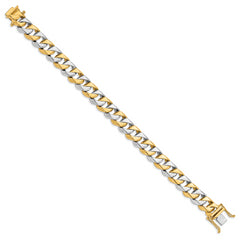 14K Two-tone 8.5 inch 11.2mm Hand Polished Fancy Link with Box Catch Clasp Bracelet