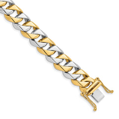 14K Two-tone 24 inch 11.2mm Hand Polished Fancy Link with Box Catch Clasp Chain