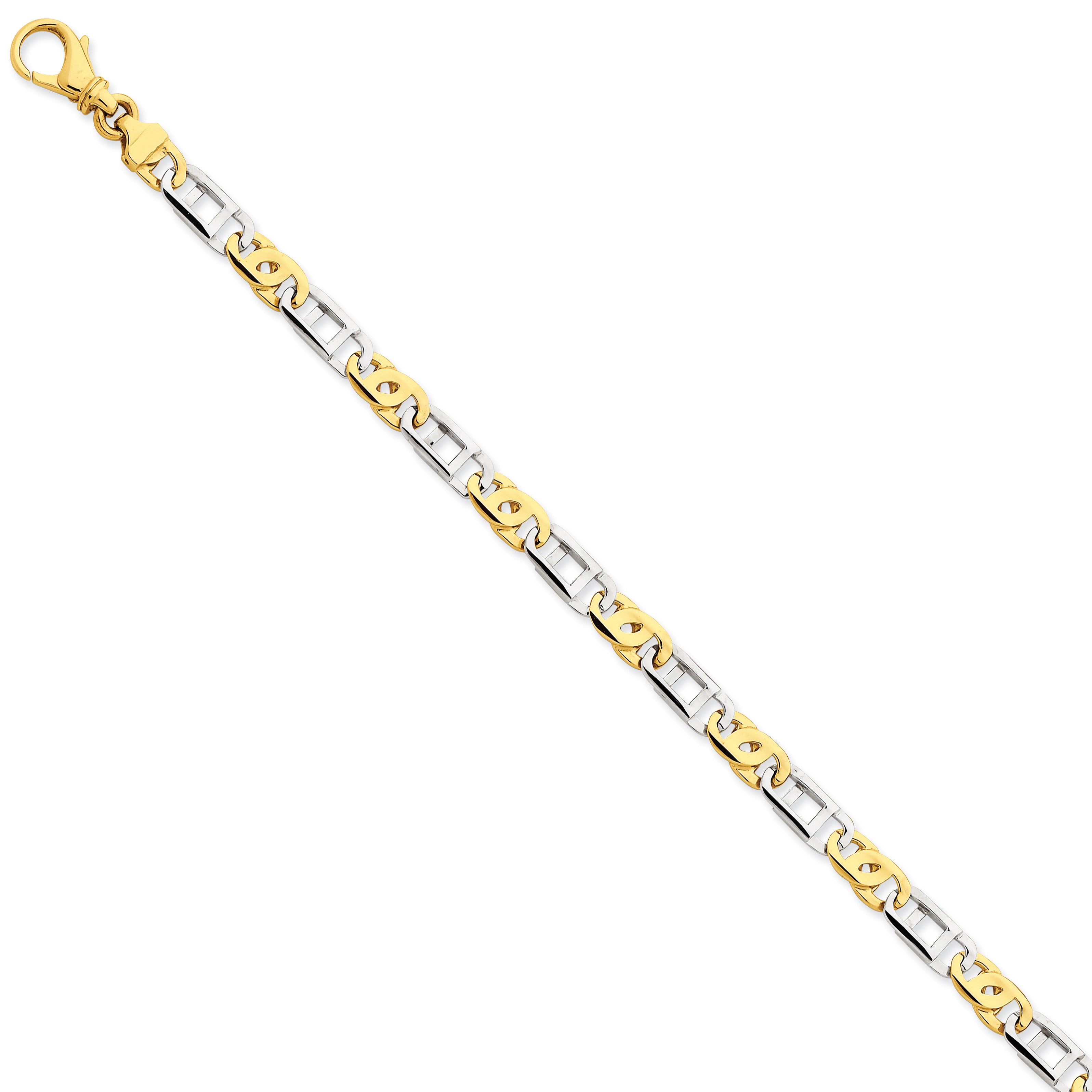 14K Two-tone 5.5mm Polished Fancy Link Bracelet