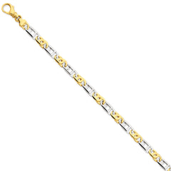 14K Two-tone 5.5mm Polished Fancy Link Bracelet