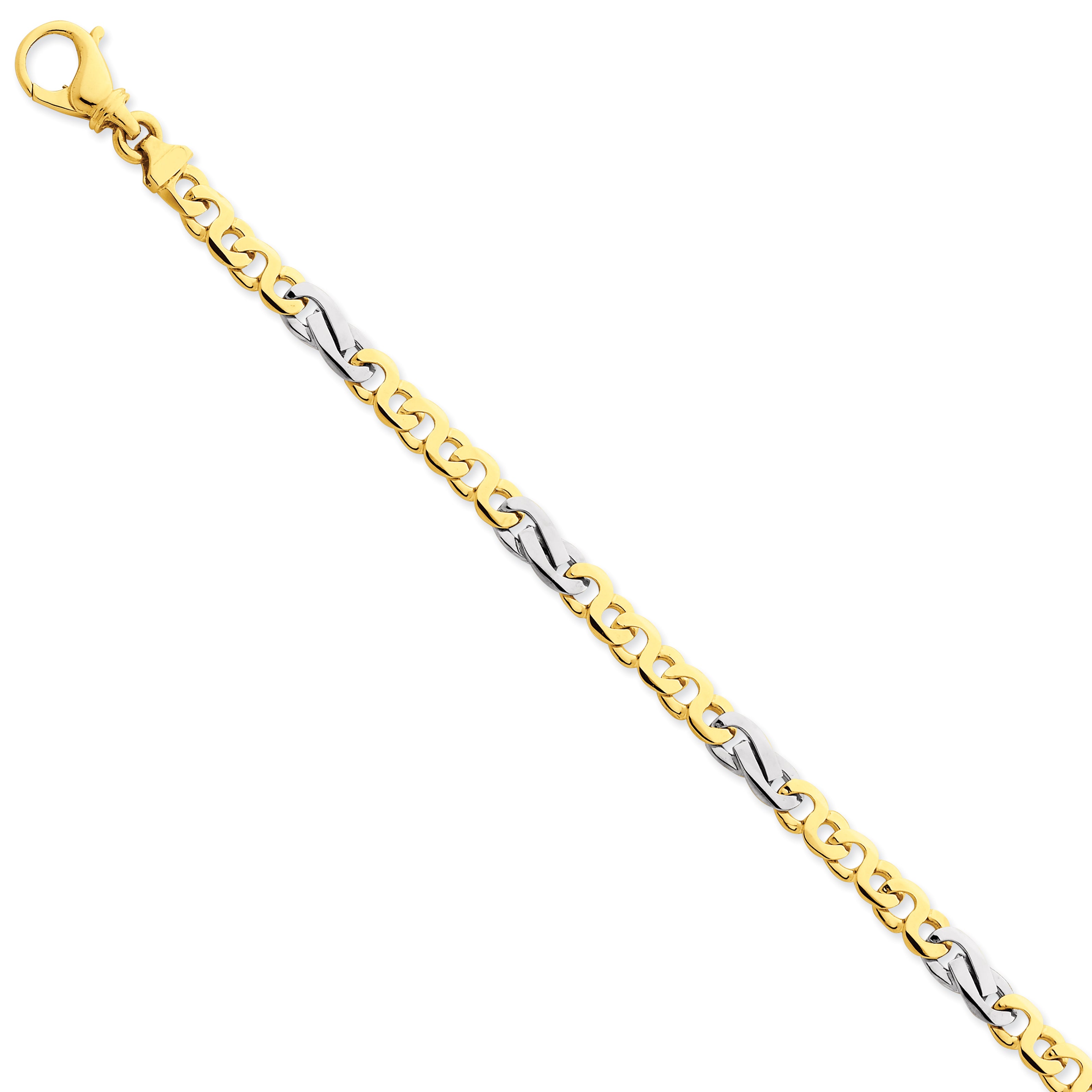 14K Two-tone 5.8mm Polished Fancy Link Bracelet