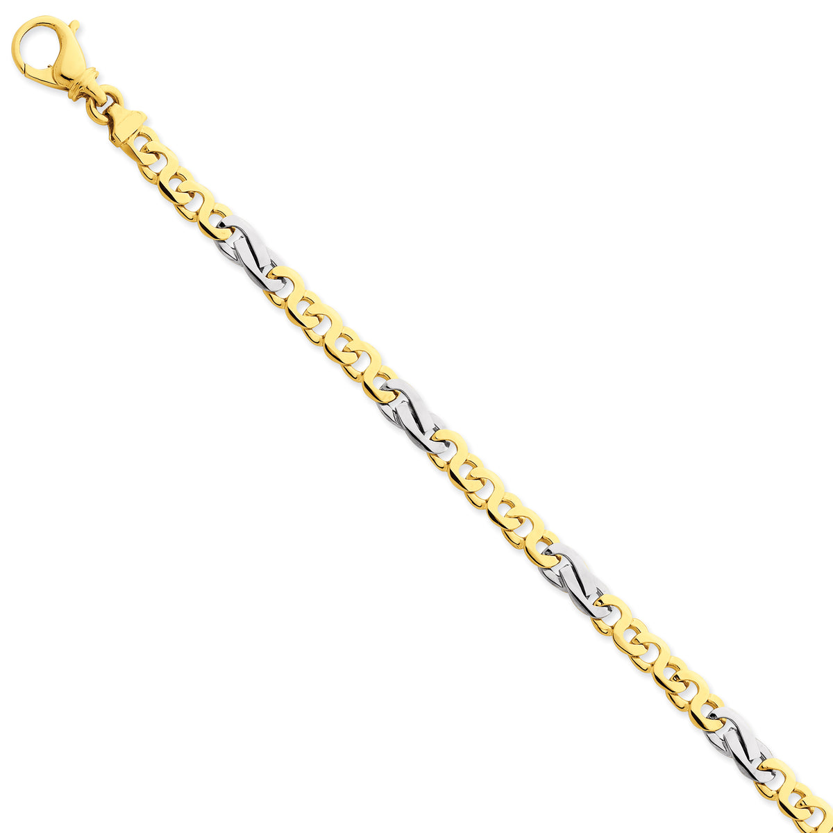 14K Two-tone 5.8mm Polished Fancy Link Bracelet