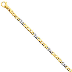 14K Two-tone 5.8mm Polished Fancy Link Bracelet