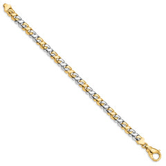 14K Two-tone 8 inch 7.1mm Hand Polished Fancy Link with Fancy Lobster Clasp Bracelet