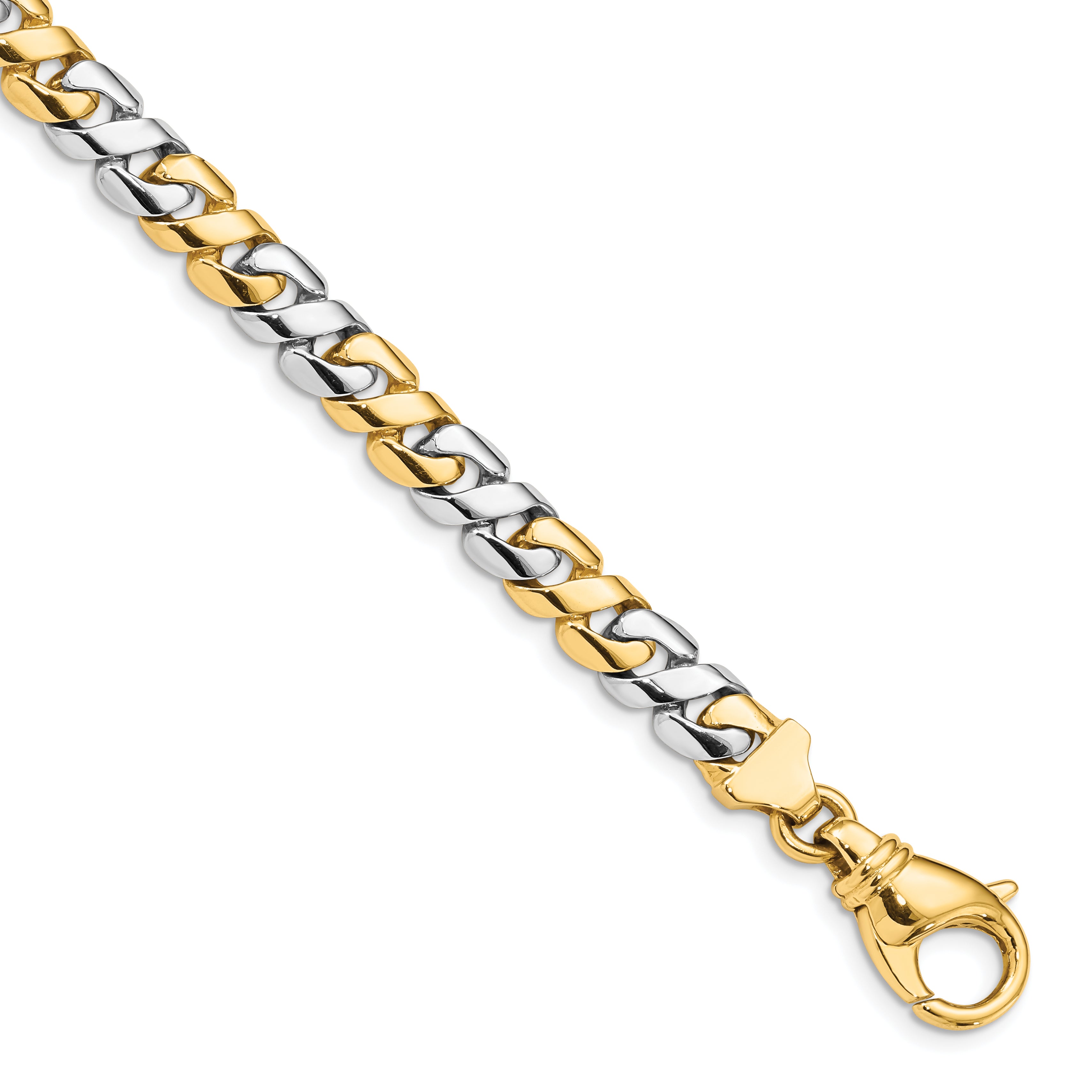 14K Two-tone 24 inch 7.1mm Hand Polished Fancy Link with Fancy Lobster Clasp Chain