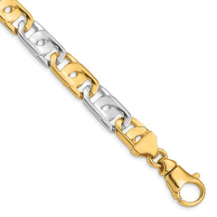 14K Two-tone 24 inch 10mm Hand Polished Fancy Link with Fancy Lobster Clasp Chain