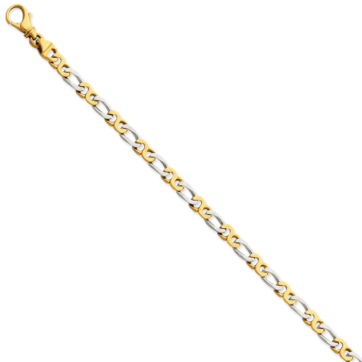 14k Two-tone 4.8mm Polished Fancy Link Bracelet