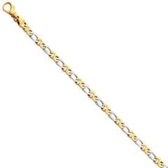 14k Two-tone 4.8mm Polished Fancy Link Bracelet