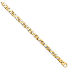 14K Two-tone 9 inch 8.8mm Hand Polished Fancy Link with Fancy Lobster Clasp Bracelet