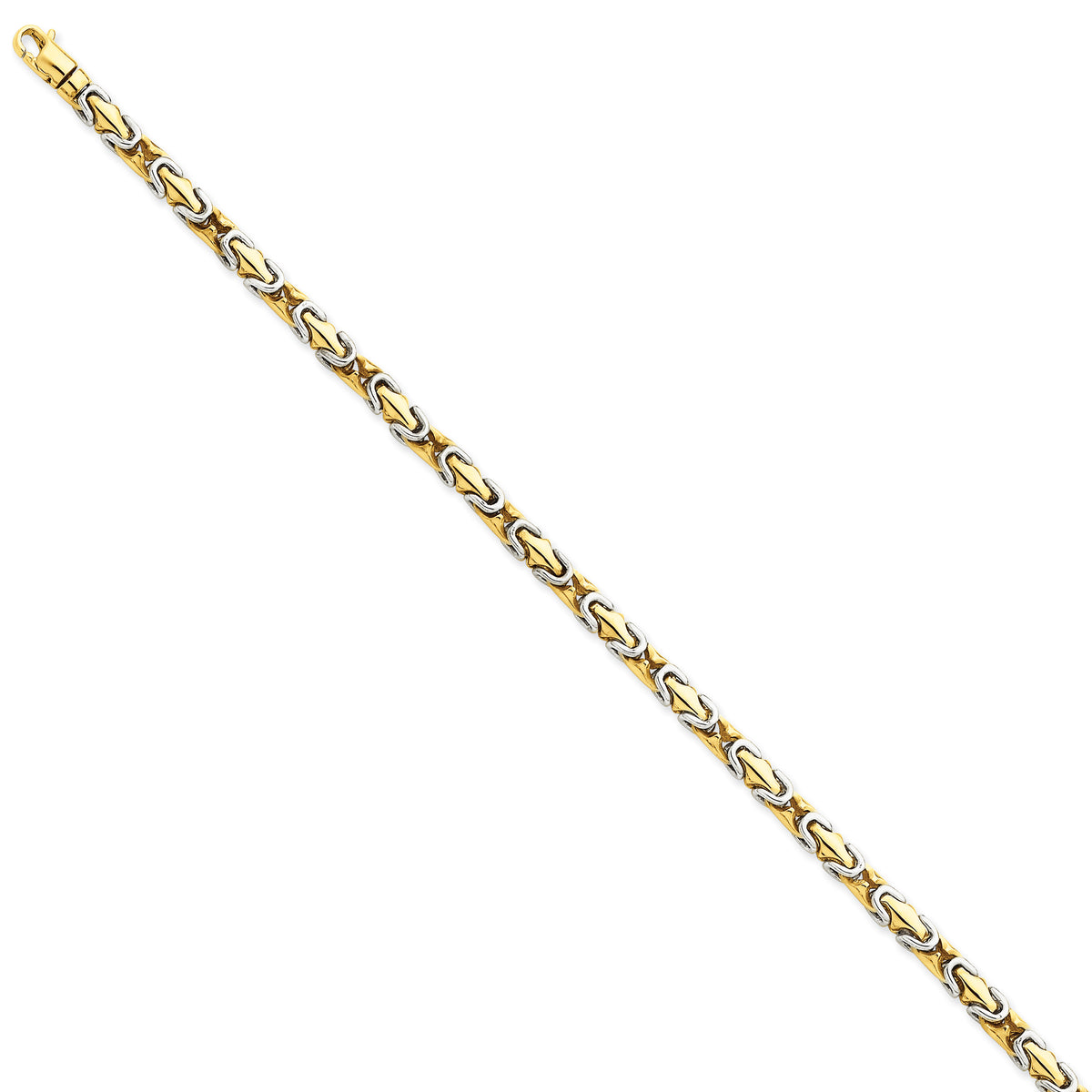 14k Two-tone 4.2mm Hand-polished Fancy Link Bracelet