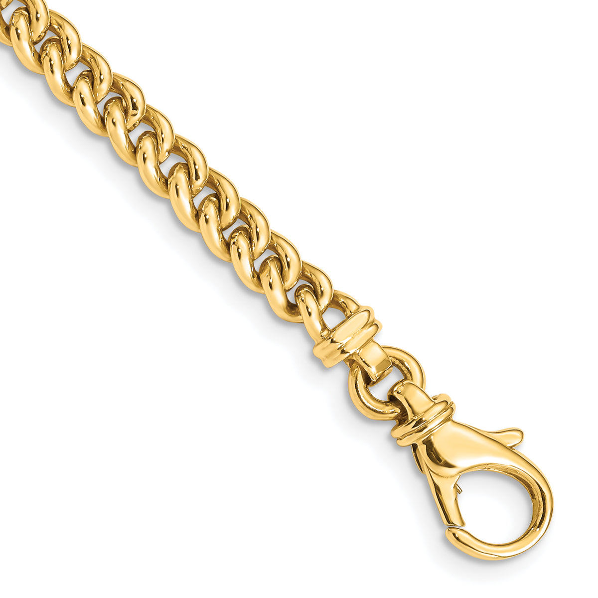 14K 8 inch 4.5mm Hand Polished Fancy Link with Fancy Lobster Clasp Bracelet