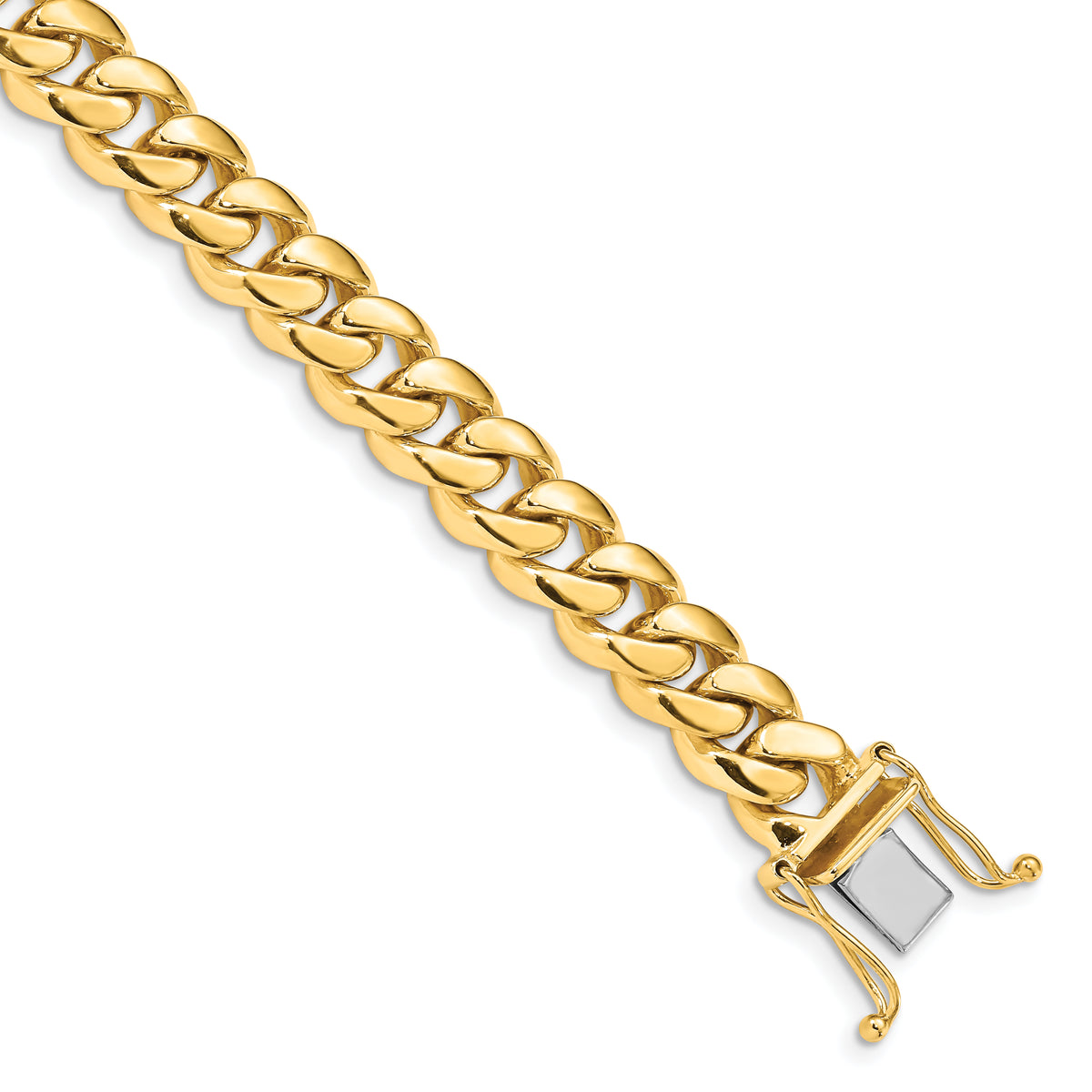 14K 8.25 inch 8.7mm Hand Polished Miami Cuban Link with Box Catch Clasp Bracelet