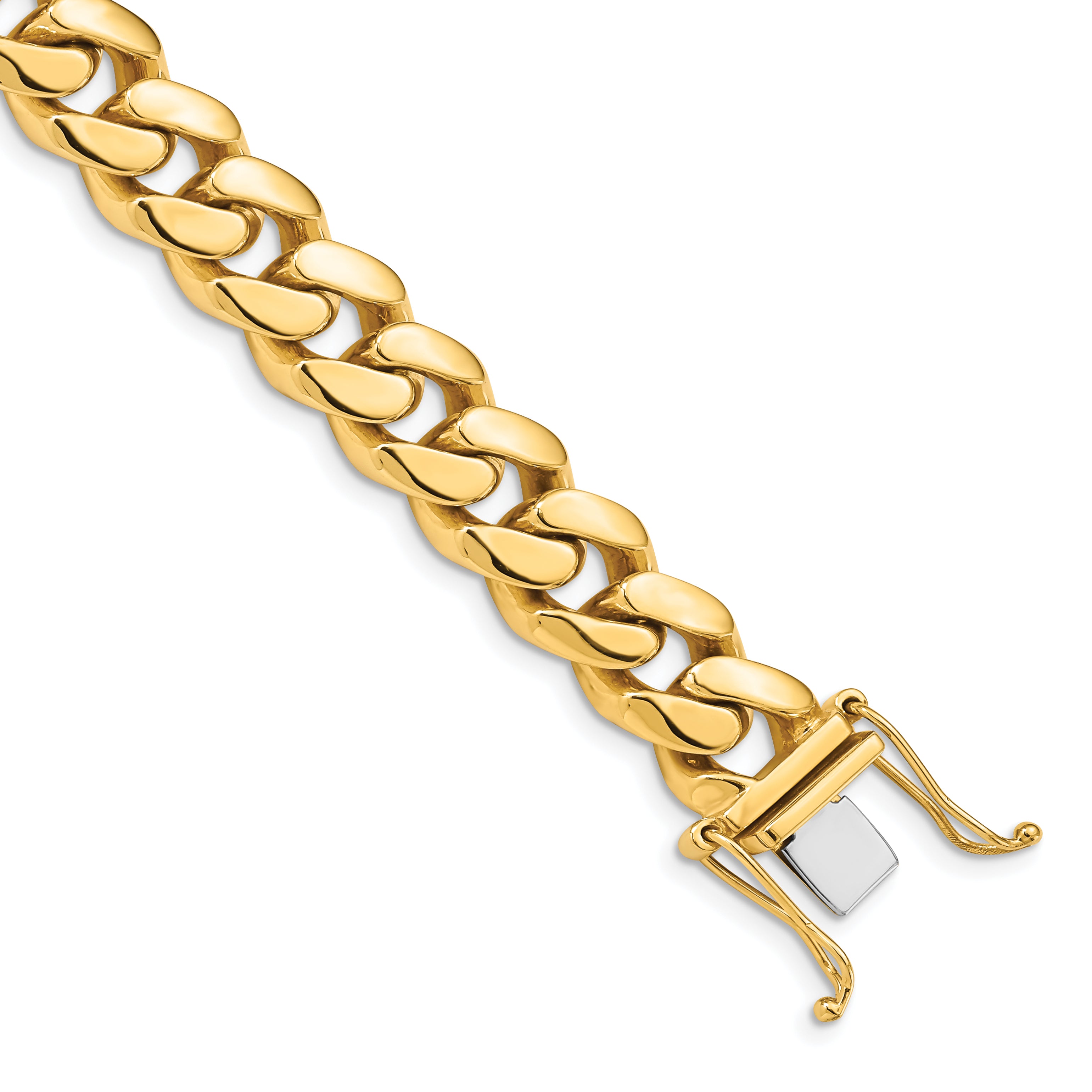 14K 8.25 inch 10.7mm Hand Polished Miami Cuban Link with Box Catch Clasp Bracelet