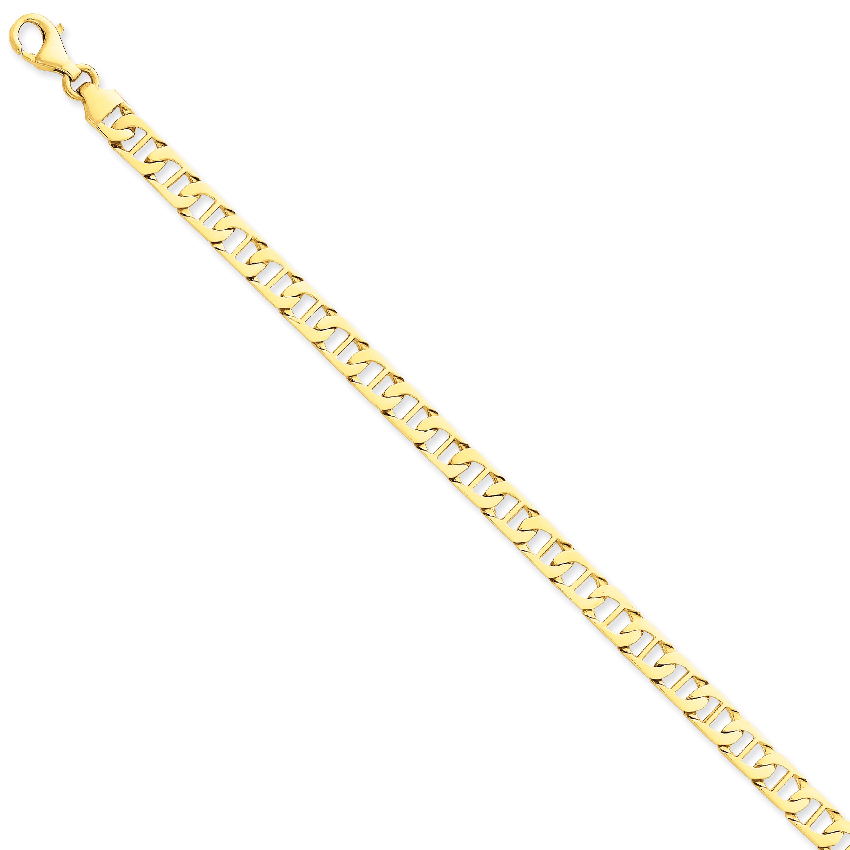 14k 6.5mm Hand-polished Fancy Anchor Link Bracelet