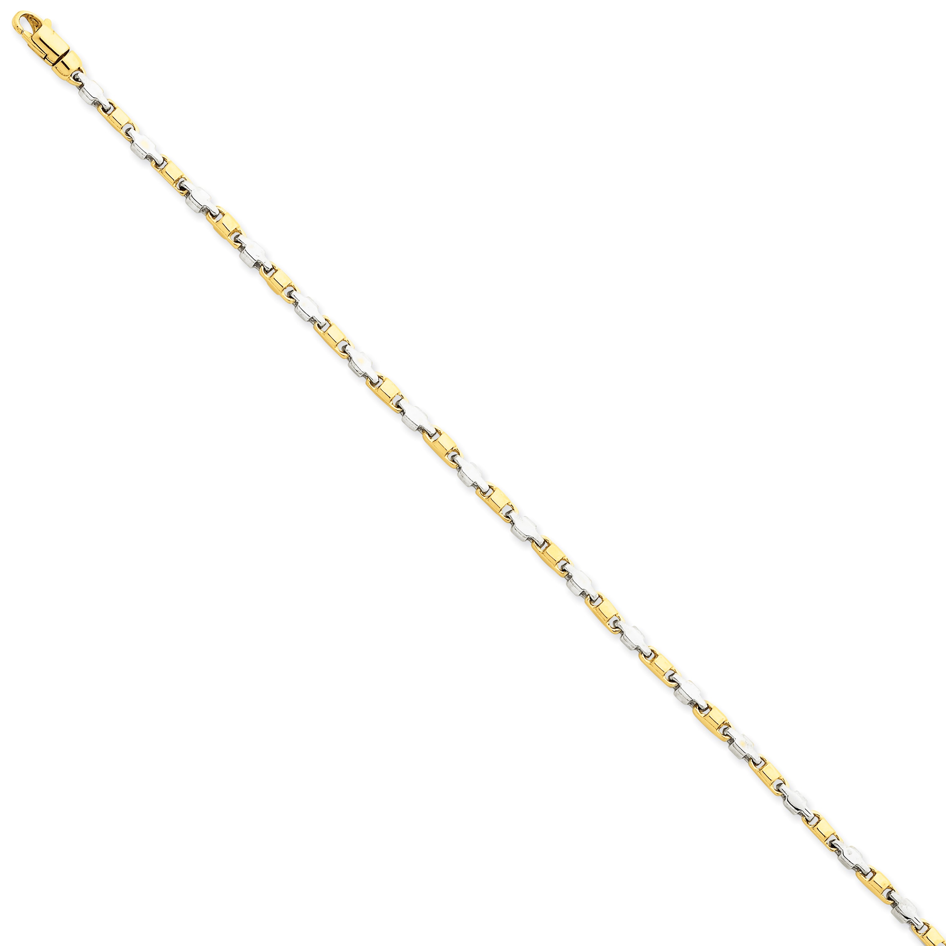 14k Two-tone 2.5mm Hand-polished Fancy Link Bracelet