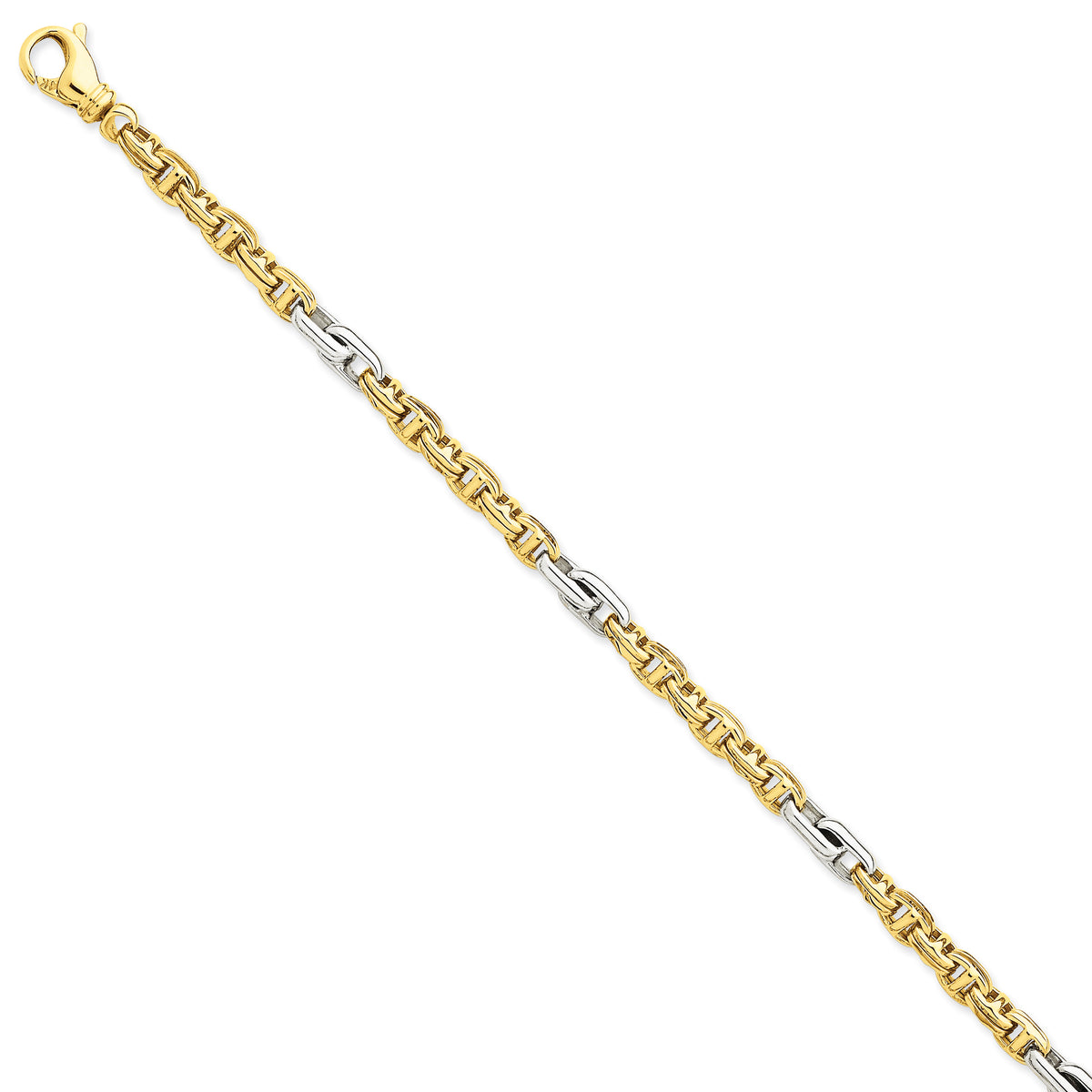 14k Two-tone 5.8mm Hand-polished Fancy Link Bracelet