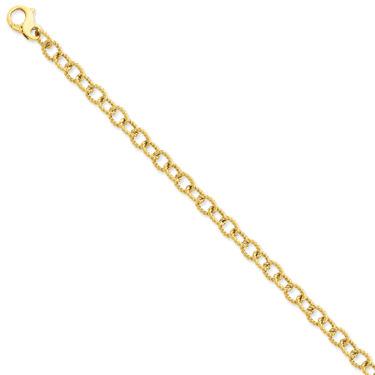 14K 6.5mm Polished Hand-polished Fancy Link Bracelet