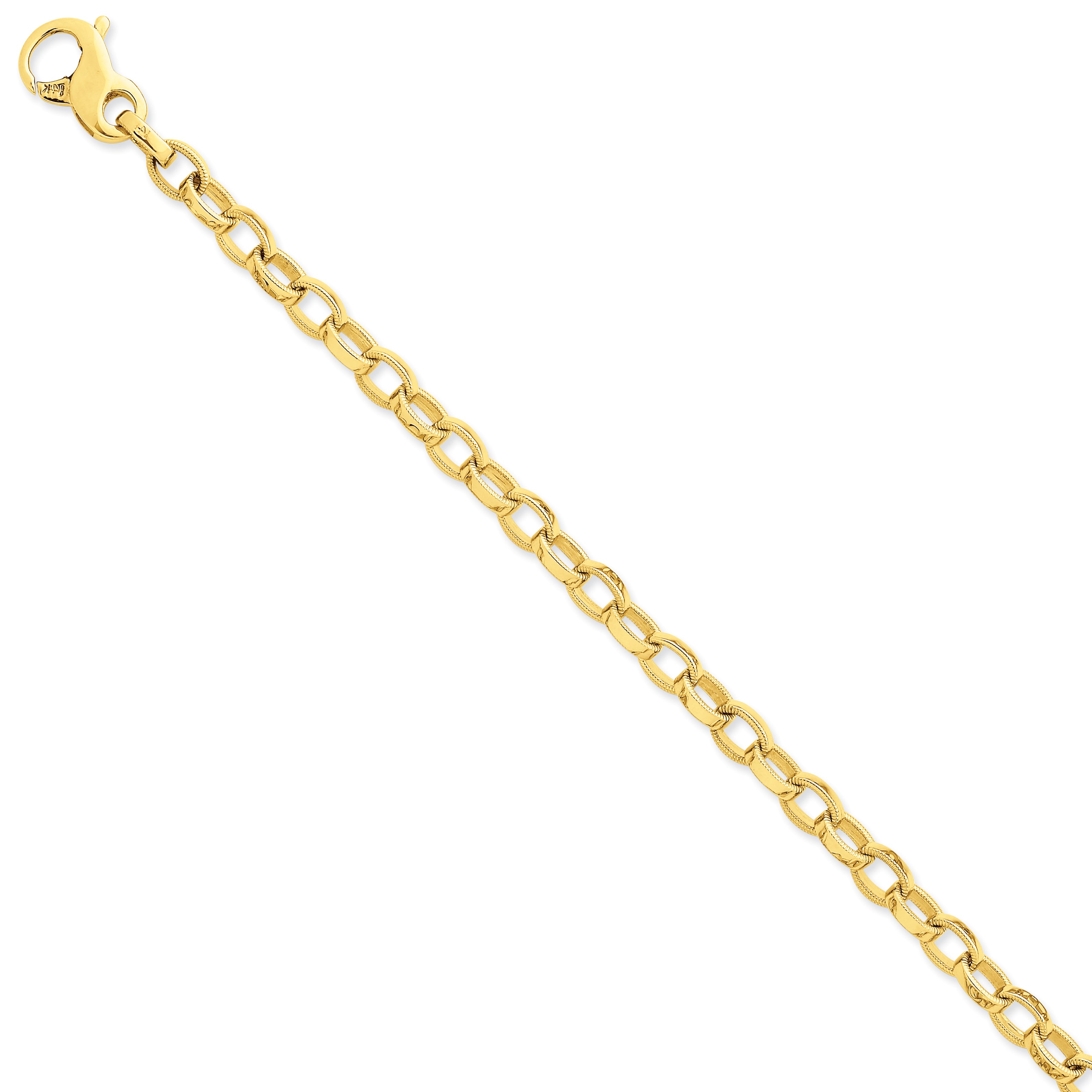 14K 6.2mm Hand-polished Fancy Link Bracelet