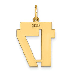 14K Gold Polished Number 17 Charm Laser Cut Medium