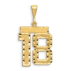 14k Large Brushed Diamond-cut Number 18 Charm