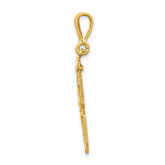 14K Gold Diamond-Cut Number 78 Charm Large Brushed Finish